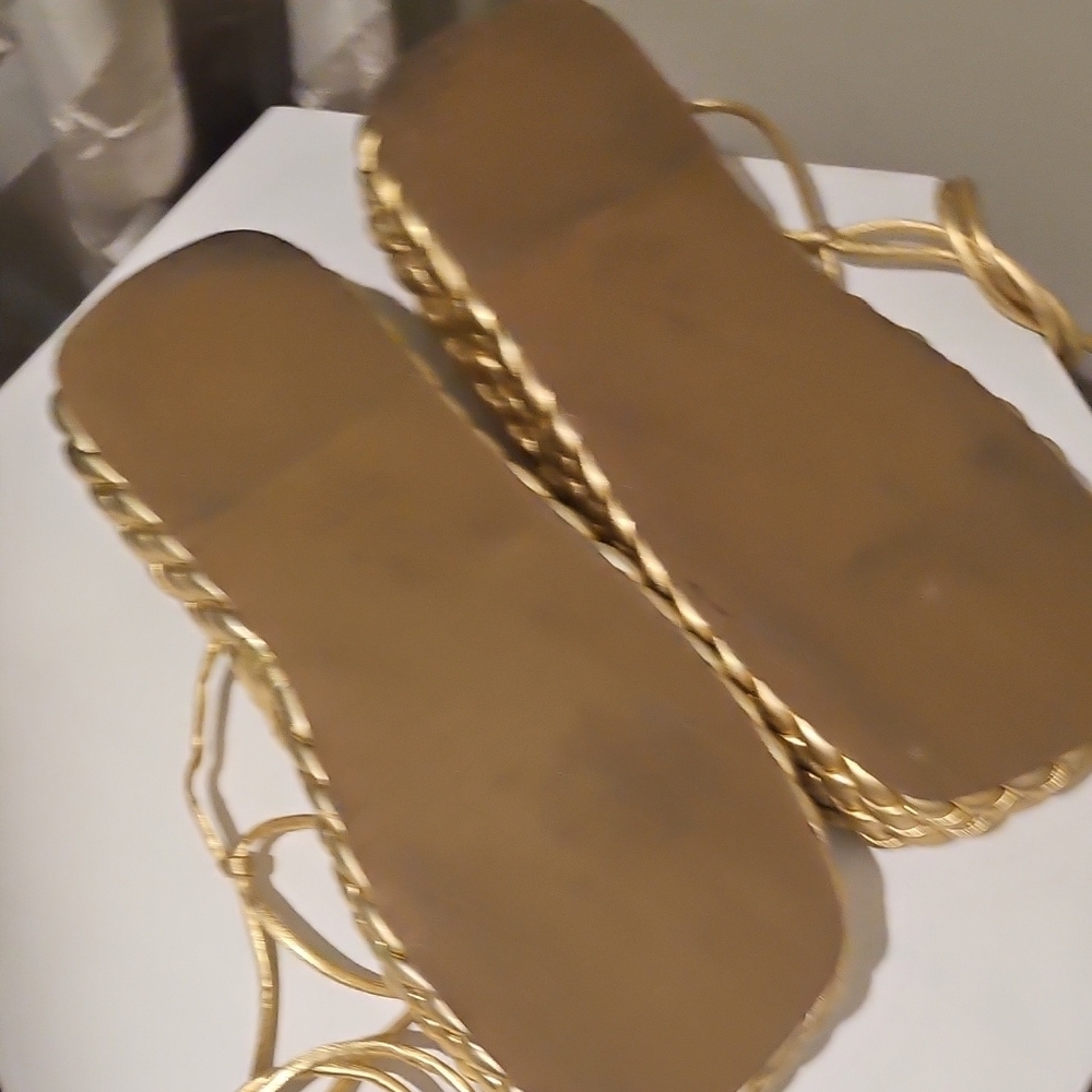 Mundial Metallic Gold Strappy Platform Sandals - Picture 5 of 5